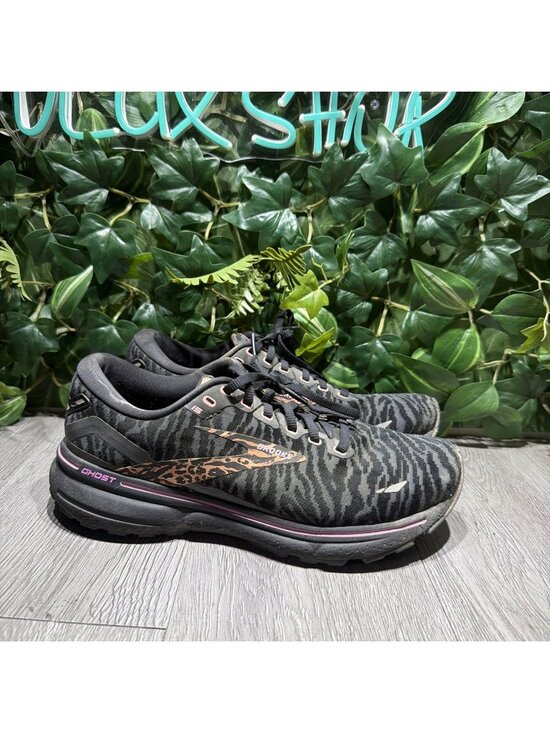 Brooks Shoes - Brooks Ghost 15 Womens Size 10 Black Pink Beige Athletic Running Shoes Sneakers